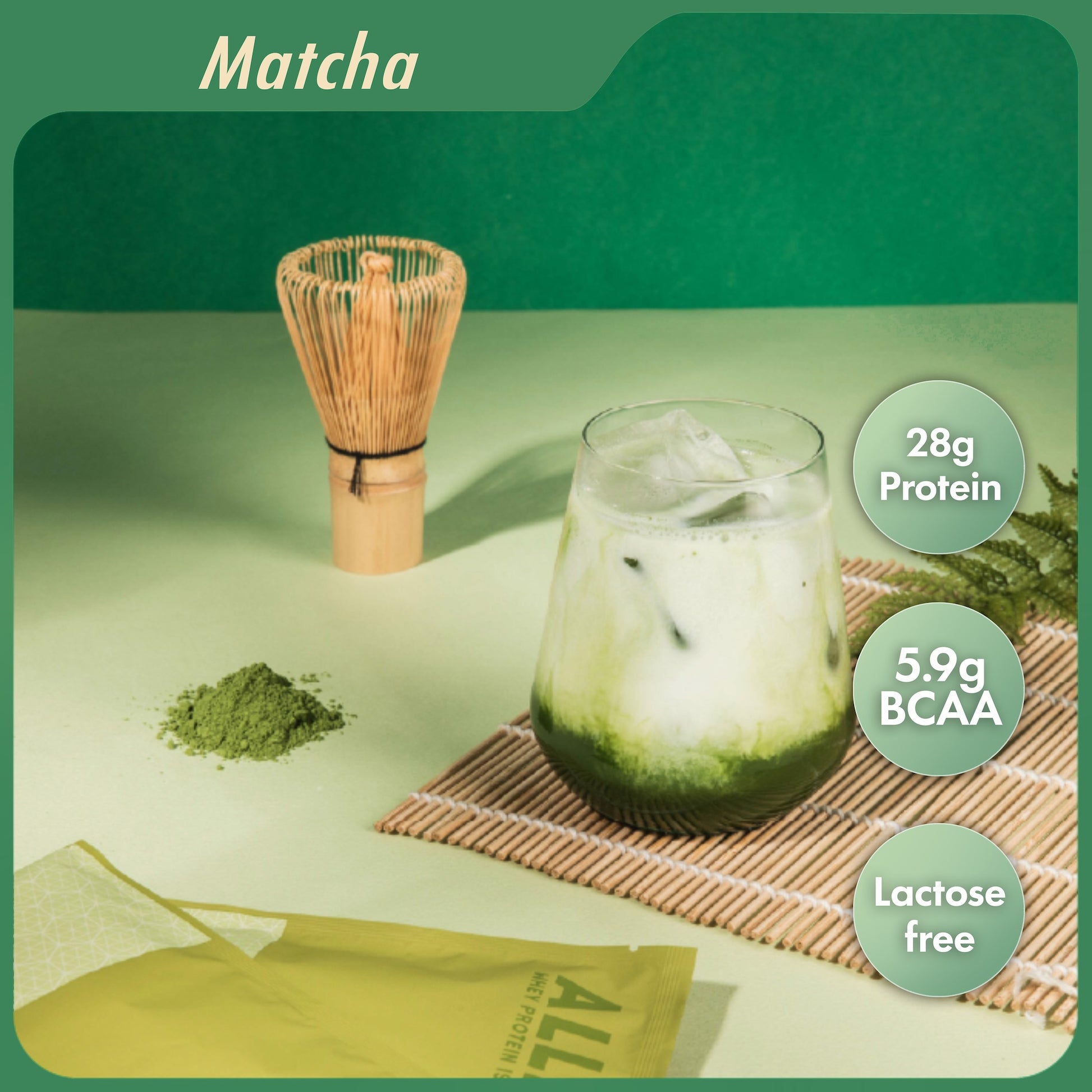 ALLIN 100% Whey Protein Isolate – Matcha Flavor